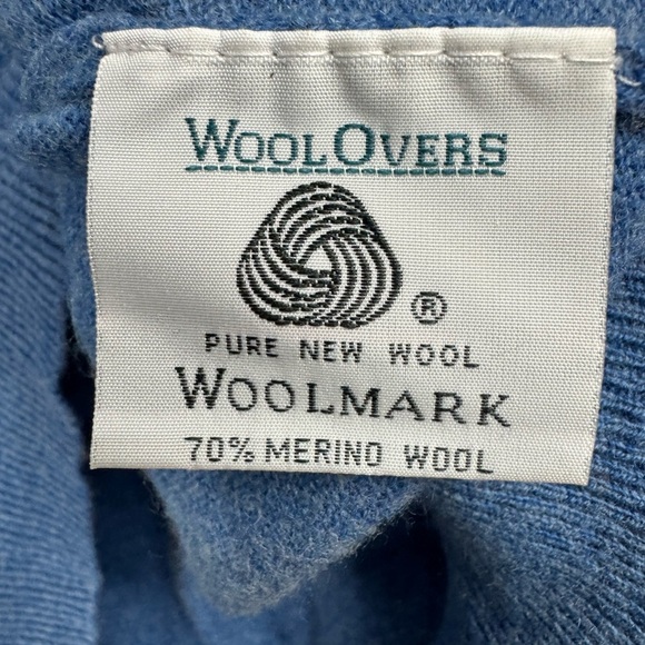 Woolovers Size Small Sweater blue Knit Merino Wool Cashmere V Neck Pullover - Picture 4 of 6